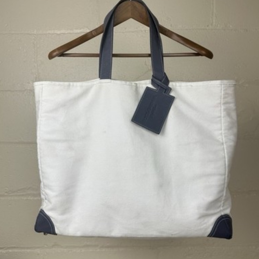 Dolce & Gabbana White Canvas Tote with Navy Details